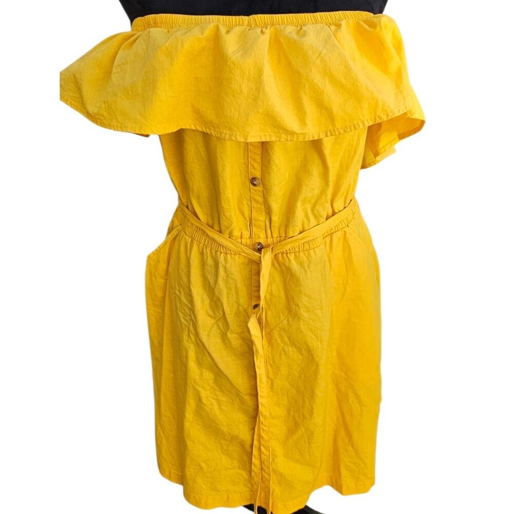 Express Yellow Off Shoulder Button Front Belted C… - image 4